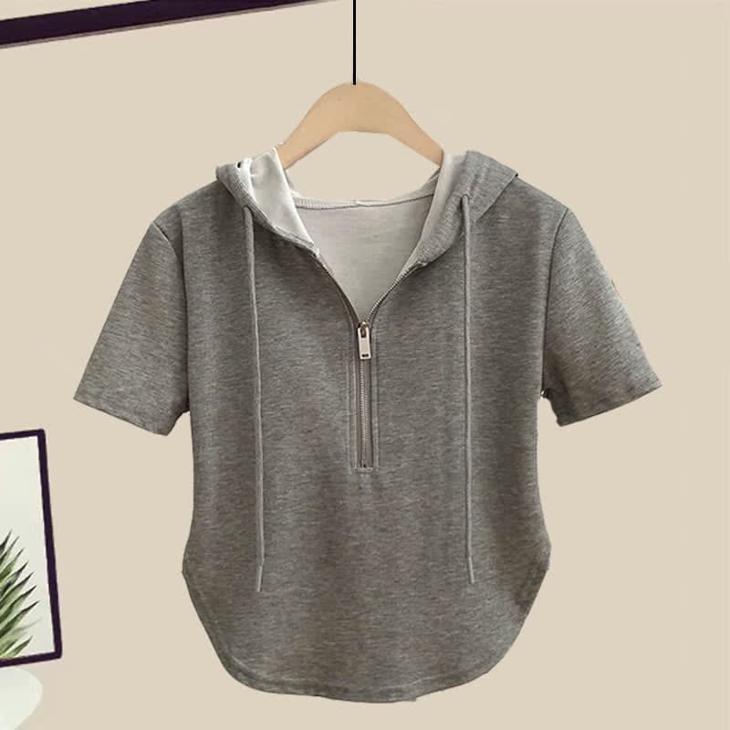 Wide Leg Zipper T-Shirt Pants Casual Draw String