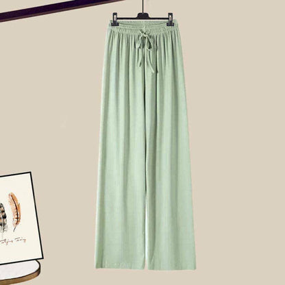 Wide Leg Zipper T-Shirt Pants Casual Draw String
