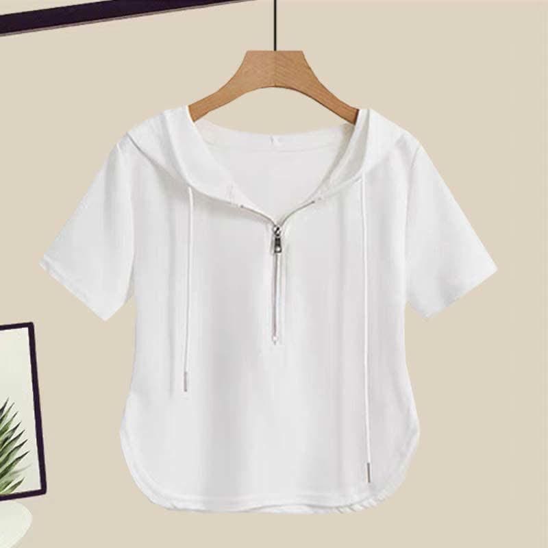 Wide Leg Zipper T-Shirt Pants Casual Draw String