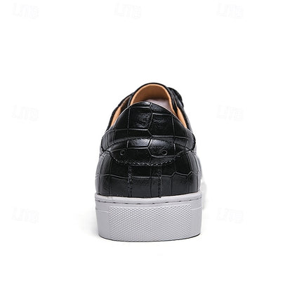 Men's White Crocodile Pattern Casual Sneakers – Stylish