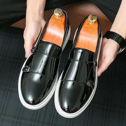 Men's White Monk Strap Slip-On Loafers – Elegant Casual