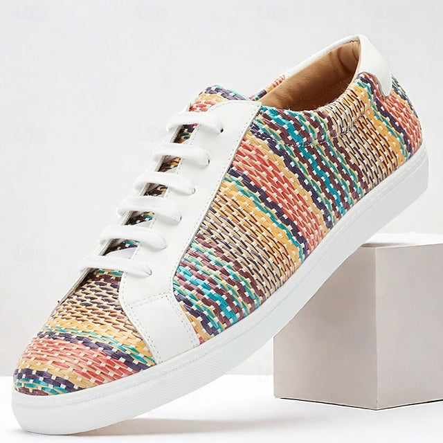 Men's Multicolor Woven Sneakers – Trendy Nylon Knit
