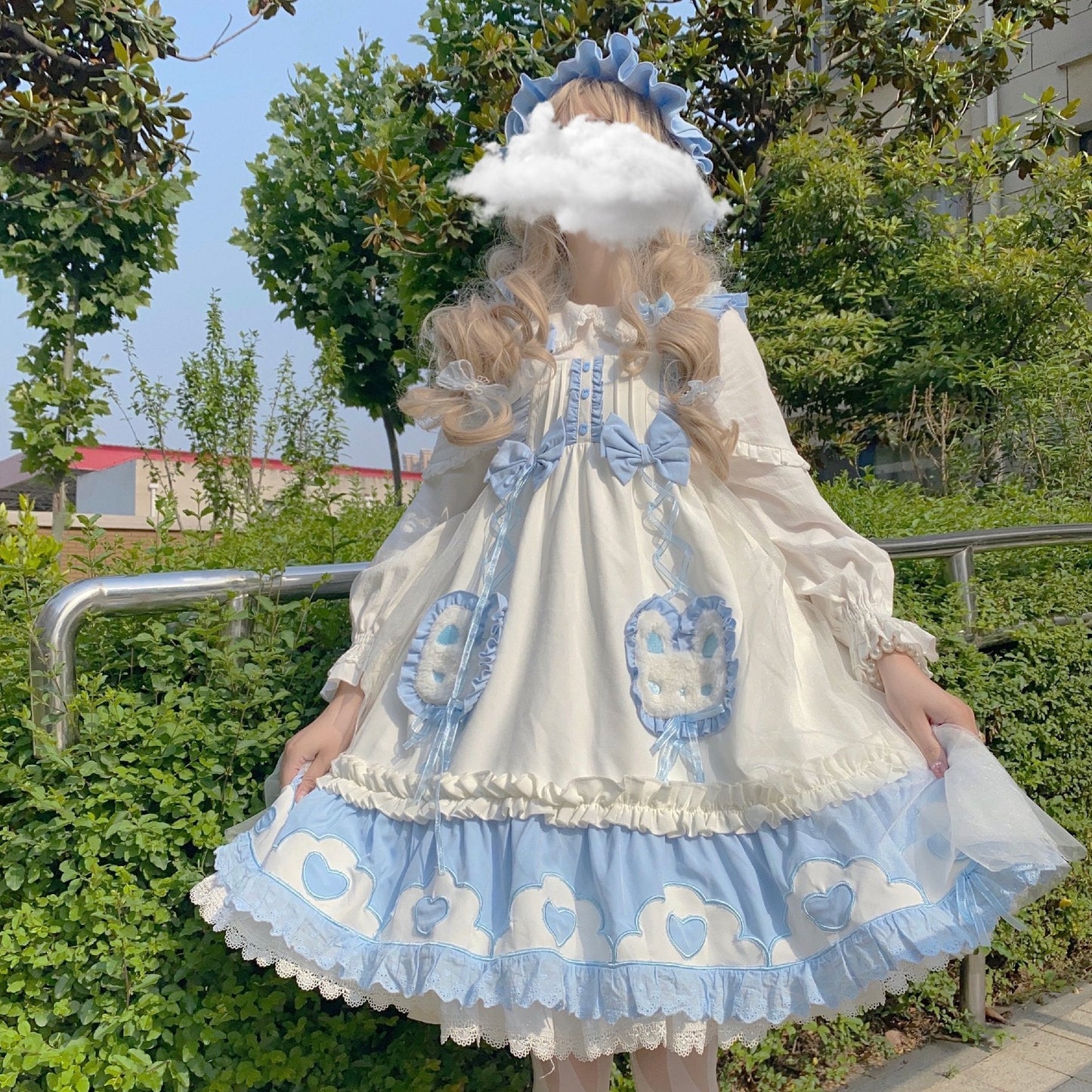 Japanese Sweet Lolita Cute Rabbit Ruffles Bow Jsk Princess Dress MK16741 - mkkawaiishop