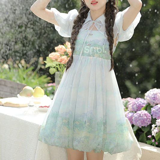 Alice Sweet Soft Green Summer Gradient Dress ON631