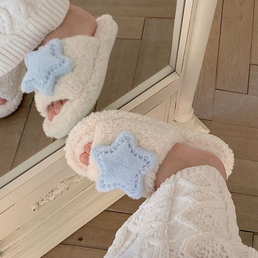 Cute Moon Star Plush Cotton Slippers MK19176