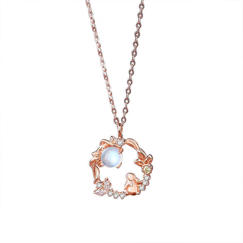 Fairy Rabbit Bunny Moonstone Necklace