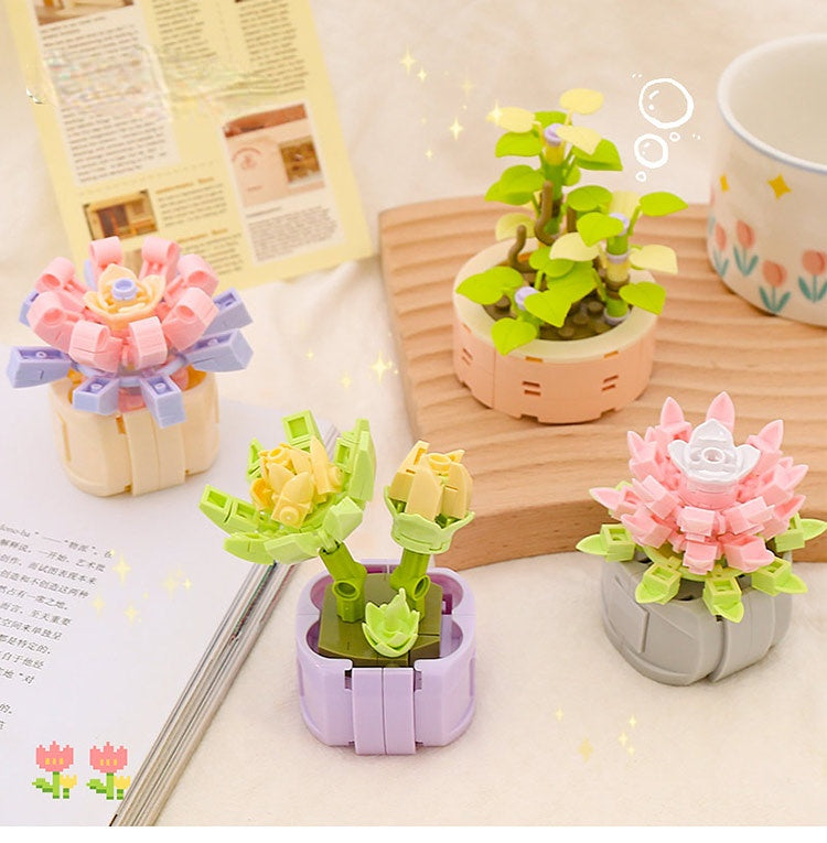 DIY Potted Plants Flowers Blocks