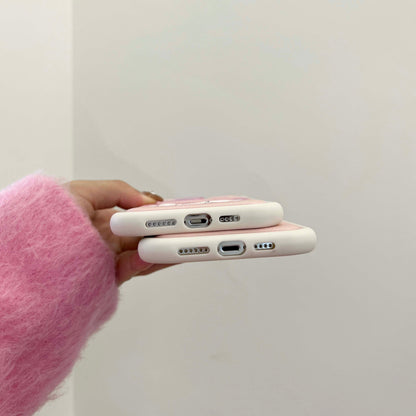 Süße Leder-Telefonhülle mit rosa Schleife und Häschen MK18914