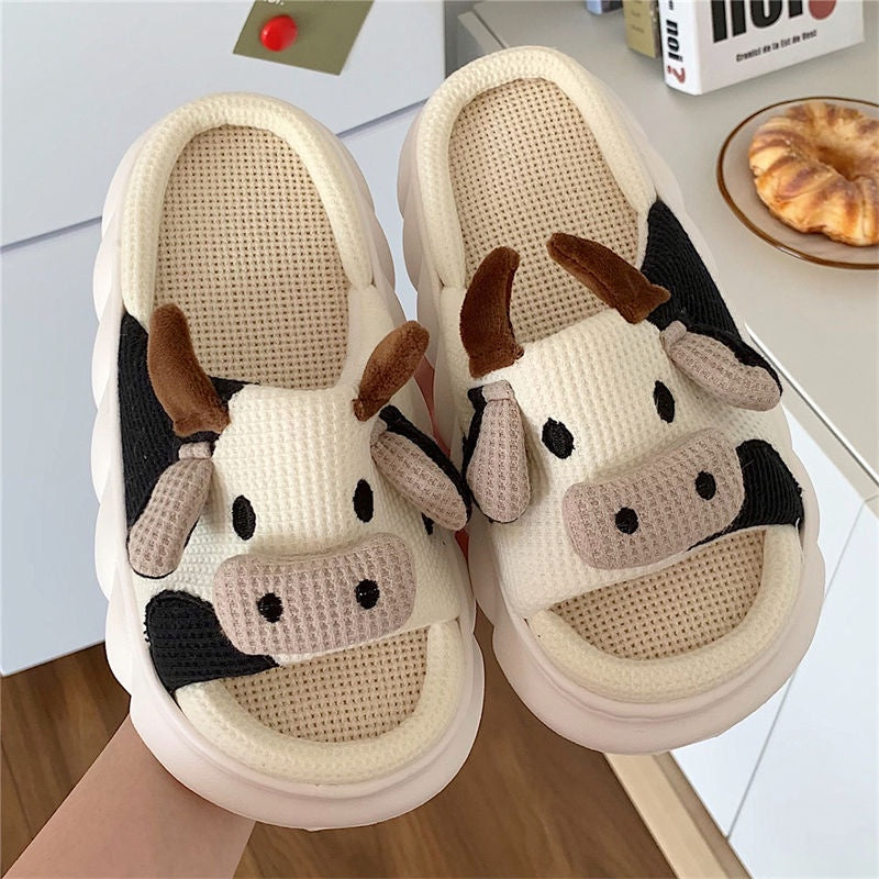 Cow Slippers For Home LIN77 - mkkawaiishop