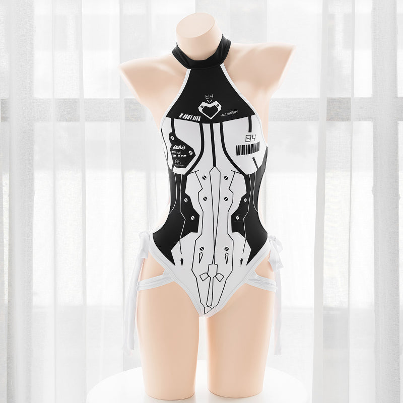 Black White CyberPunk Waifu Swimsuit ON839