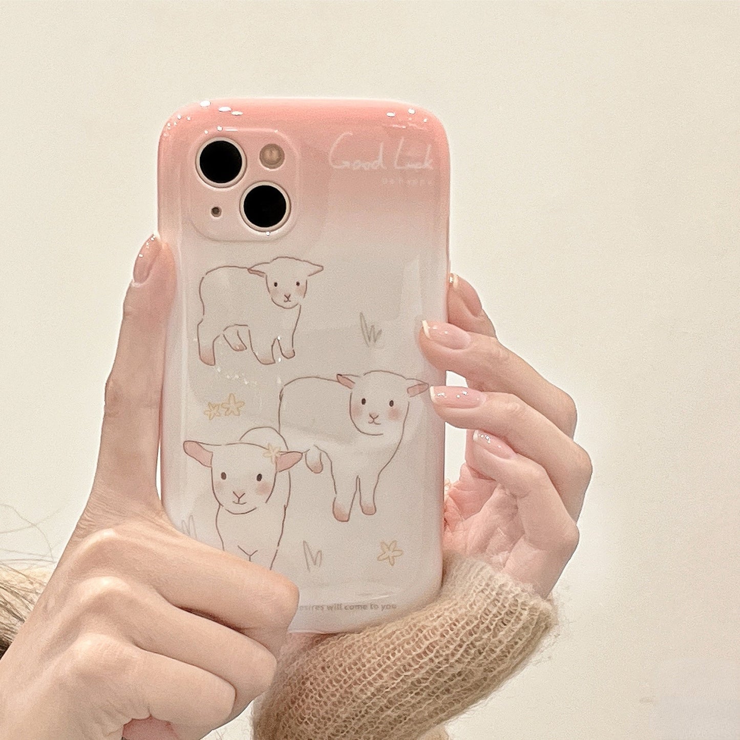 Coque iPhone souple motif mouton rose Kawaii - Heartzcore