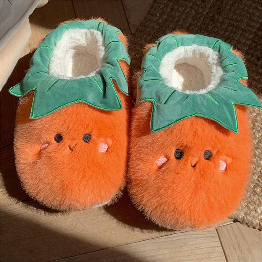 Chaussons chauds en peluche végétale