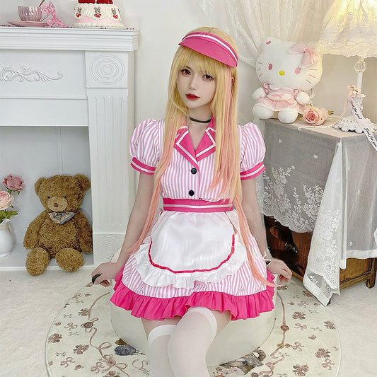 Kawaii My Dress-up Darling Kitagawa Marin Rosa Dienstmädchenkleid im 80er-Jahre-Stil ON648 