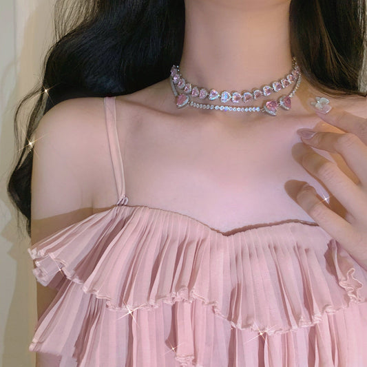 Love Clavicle Chain Necklace LIN67 - mkkawaiishop