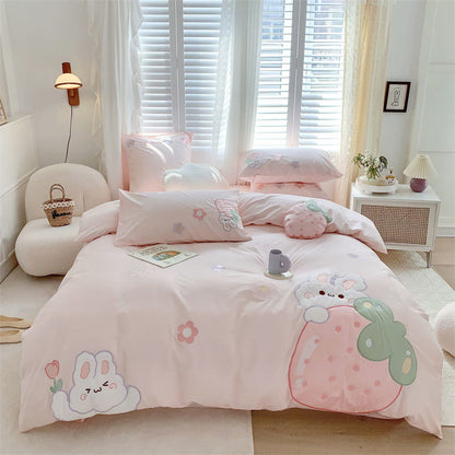 Parure de lit quatre pièces Strawberry Rabbit