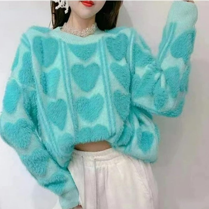 heart print oversized sweater - Cupcake