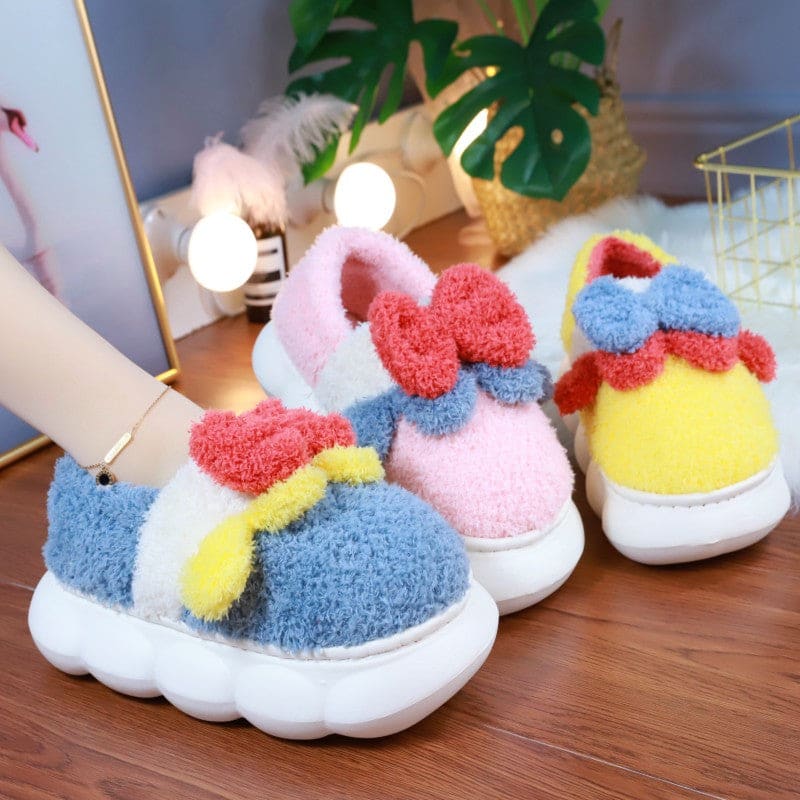 Chaussons Kawaii aux couleurs pastel avec nœud mignon ON889