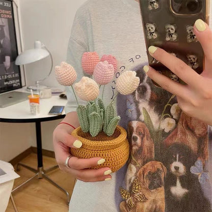 DIY knitted tulip pot decoration MK18502