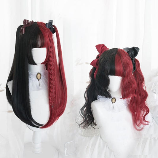 65CM Black Mixed Red Gothic Lolita Cosplay Wig MK14847 - mkkawaiishop