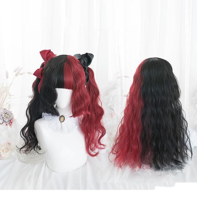 65CM Black Mixed Red Gothic Lolita Cosplay Wig MK14847 - mkkawaiishop