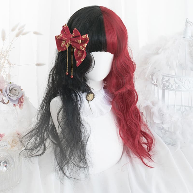 65CM Black Mixed Red Gothic Lolita Cosplay Wig MK14847 - mkkawaiishop