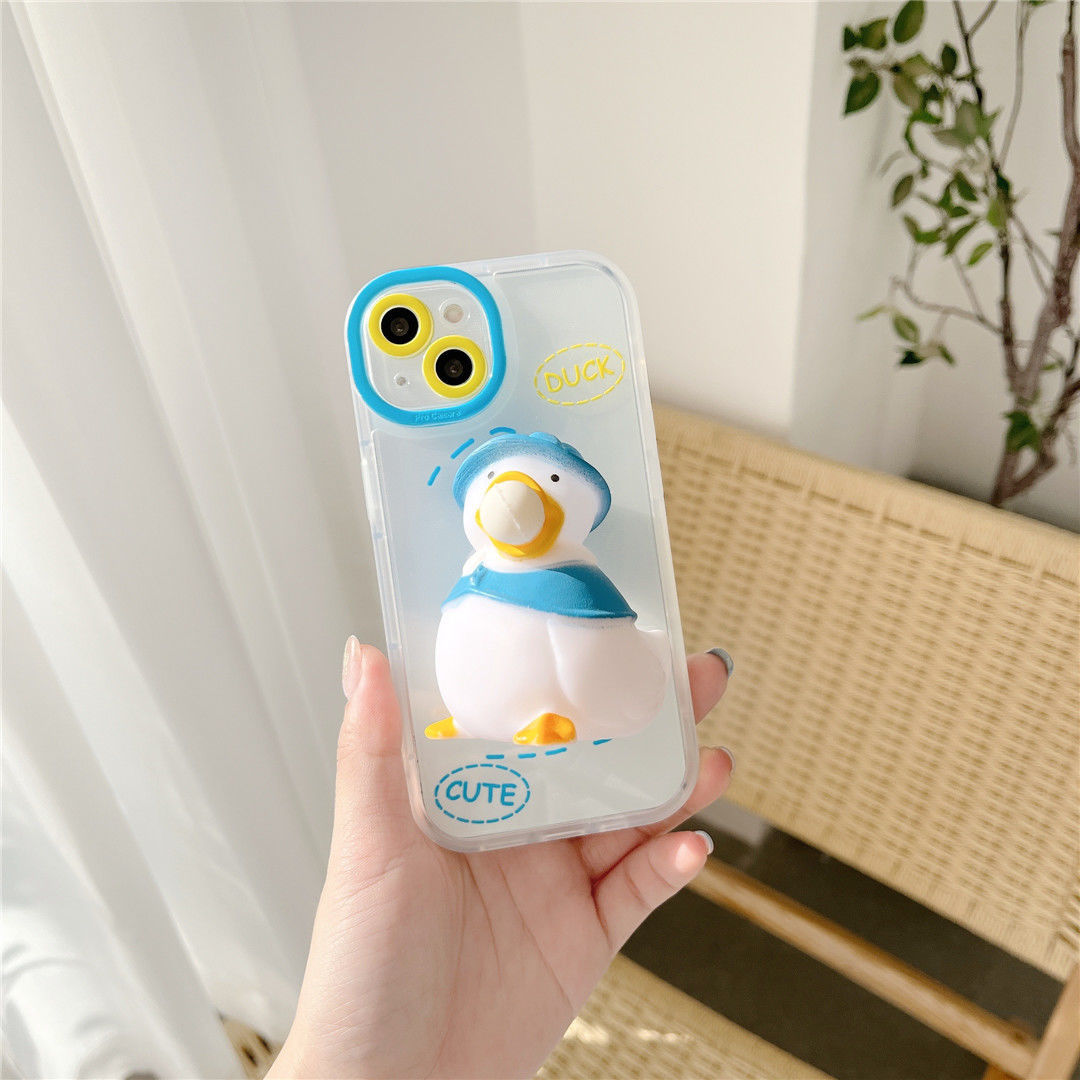 Coque de téléphone à motif de caneton décompressé mignon