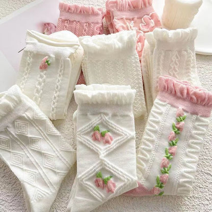 Chaussettes à fleurs roses MK18845