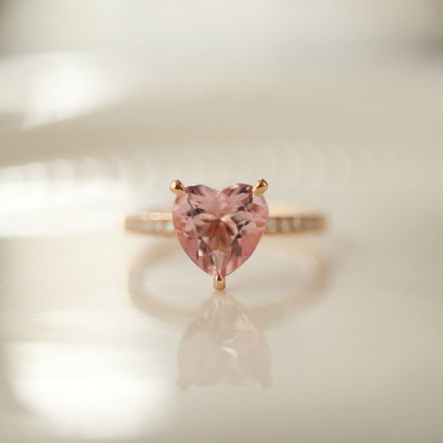 Pink Paris Heart 925 Ring LIN41 - mkkawaiishop