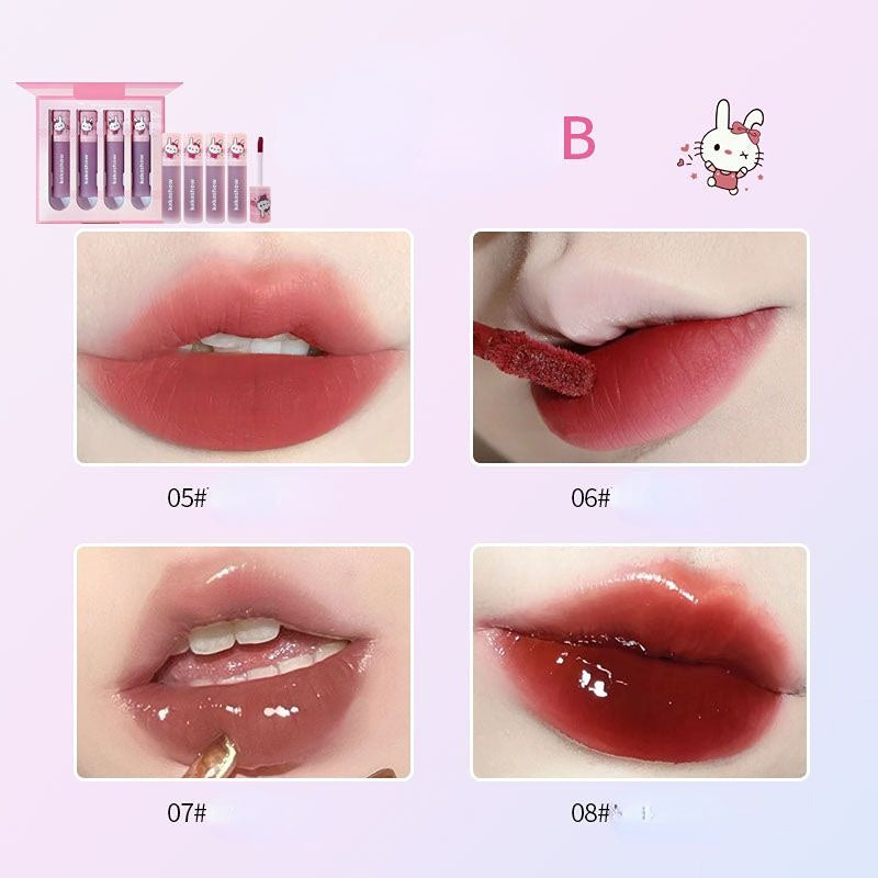 4 Pcs Cute Bunny Mirror Liquid Lipstick Set