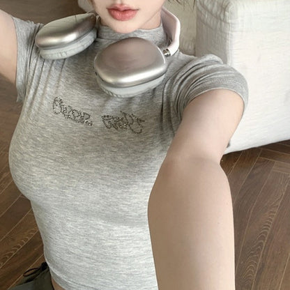 Summer Cropped Turtleneck T-shirt - Heartzcore