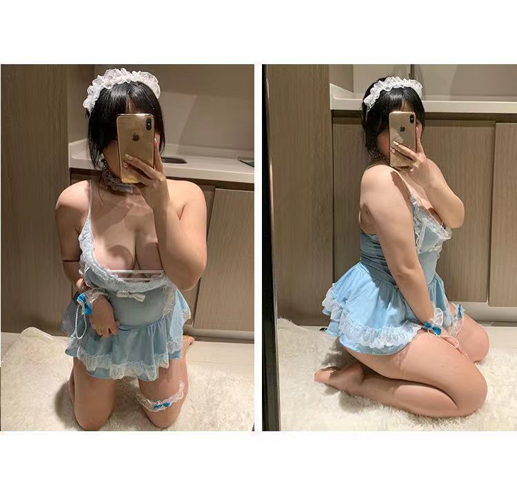 Plus Size Cutie Blue Princess Maid Dress Lingerie MK16998 - mkkawaiishop