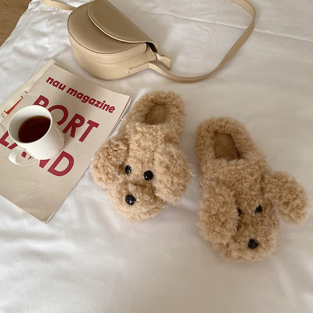 Brown Puppy Dog Slippers for Winter Lin78 - mkkawaiishop