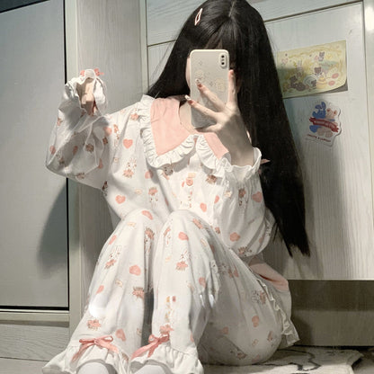 Pyjama mignon lapin rose et blanc - Kimi