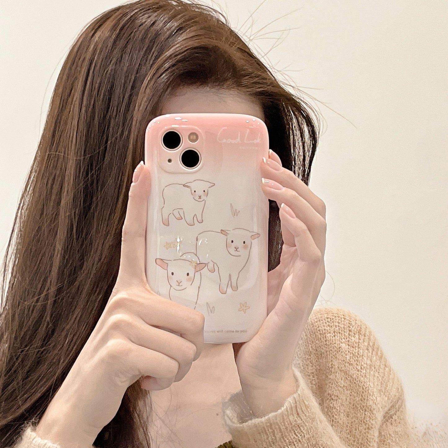 Coque iPhone souple motif mouton rose Kawaii - Heartzcore