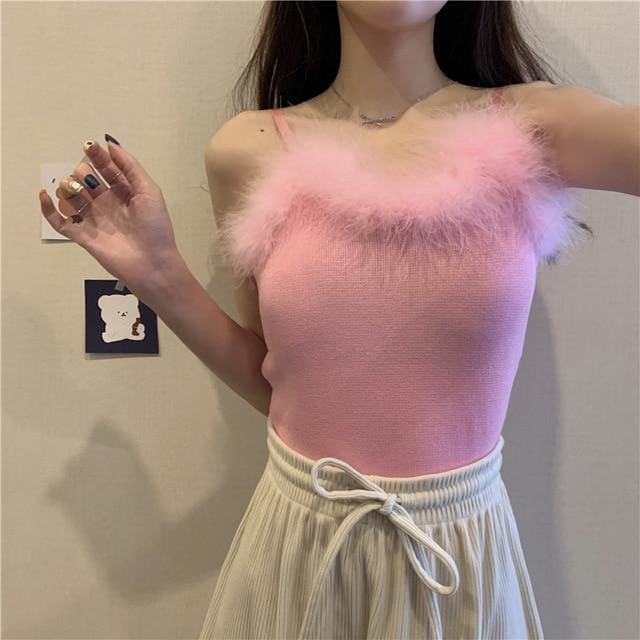 90s-Princess Feather Pastel Kawaii Aesthetic Knit Top - mkkawaiishop