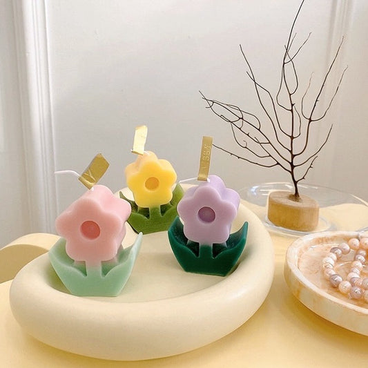 Cute Korean Flower Shaped Scented Candle LIN115 - mkkawaiishop