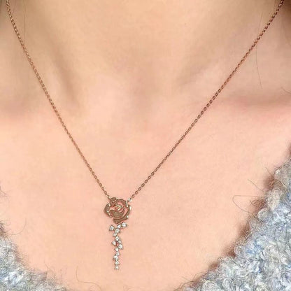 Diamond Rose Necklace LIN90 - mkkawaiishop