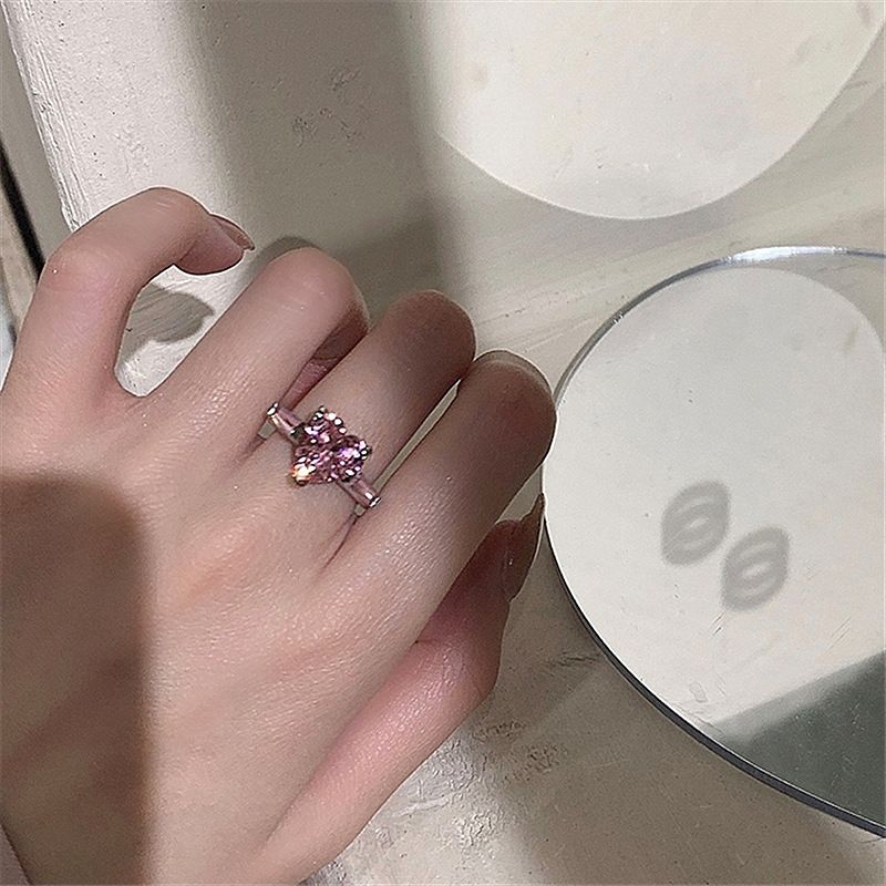 Sterling Silver Pink Paris Heart Ring LIN39 - mkkawaiishop