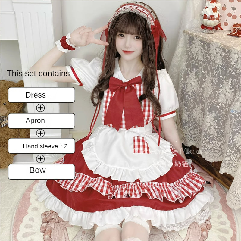 Sweet Red Lolita Cute Princess Maid Dress ON650