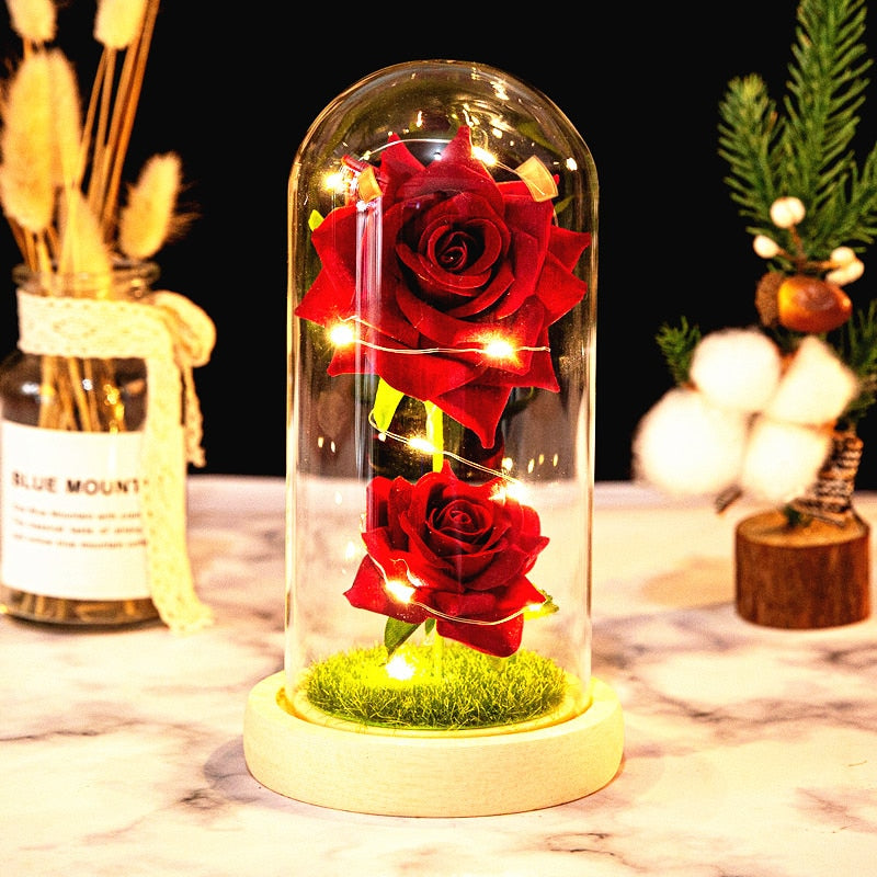 Rose LED Light In Glass