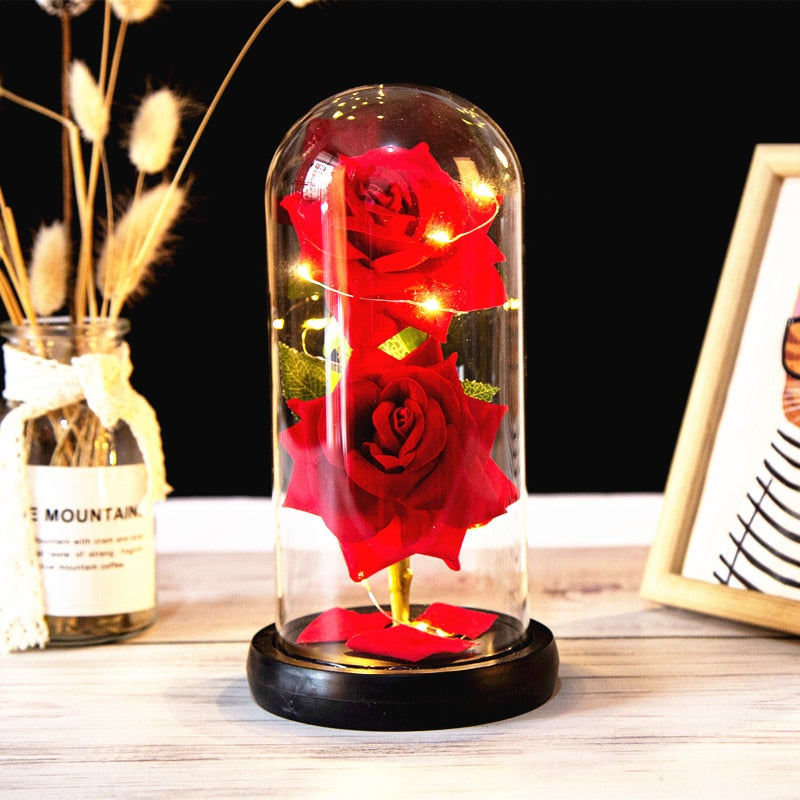 Rose LED Light In Glass