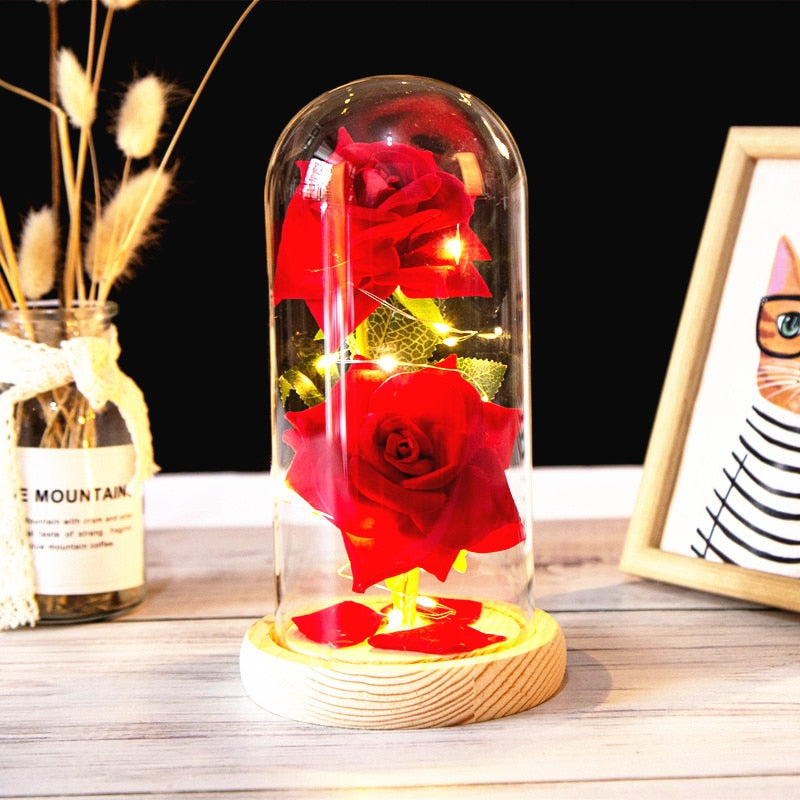 Rose LED Light In Glass