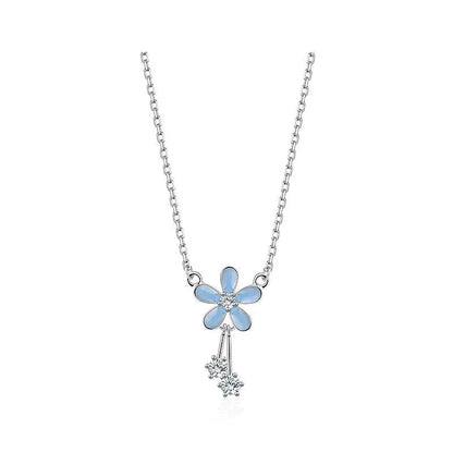 Kawaii Aesthetic Y2K Cute Fairy Blue Flower Necklace MK Kawaii Store