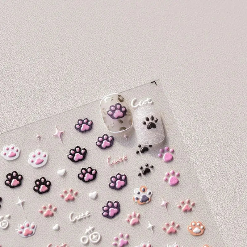 Kawaii Aesthetic Y2K Cute Fairy Cat Paw Nail Stickers MK Kawaii Store