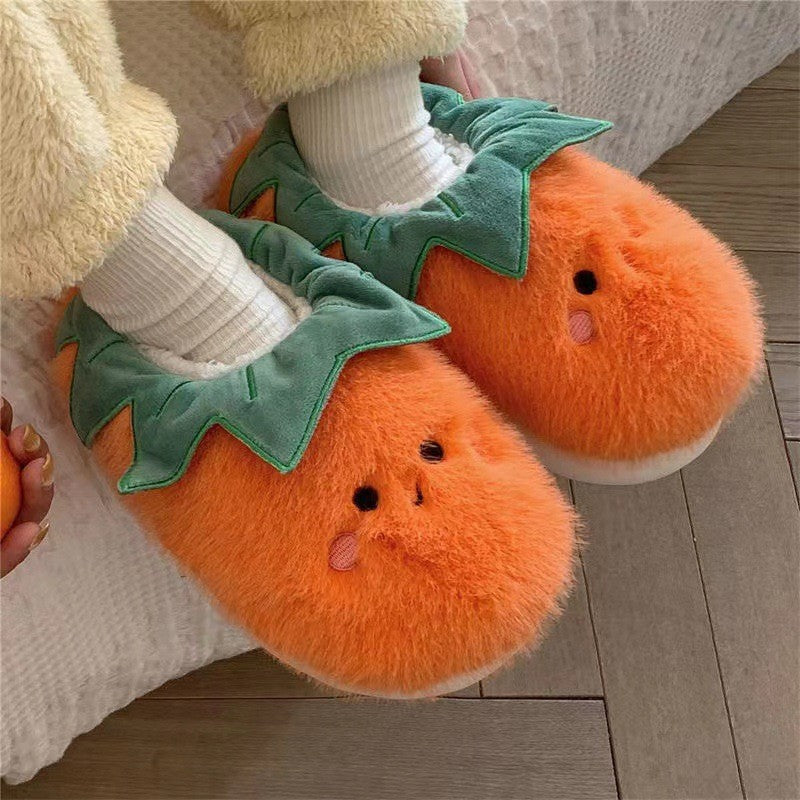 Chaussons chauds en peluche végétale