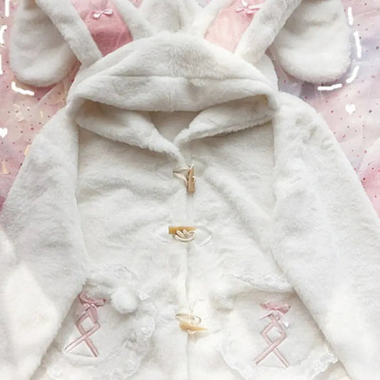 Kawaii Aesthetic Y2K Cute Fairy Cute Rabbit Ears Bow Plus Coat MK Kawaii Store