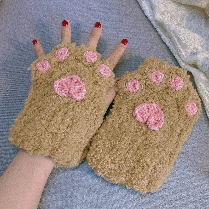 Kawaii Aesthetic Y2K Cute Fairy DIY Knitted Cat Paw Gloves MK Kawaii Store