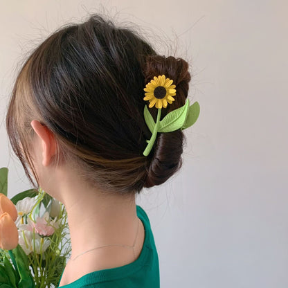 Korean Fashion Pink 3D Tulip Hair Claws Shark Clip Floral Hair Accessories W355 - mkkawaiishop