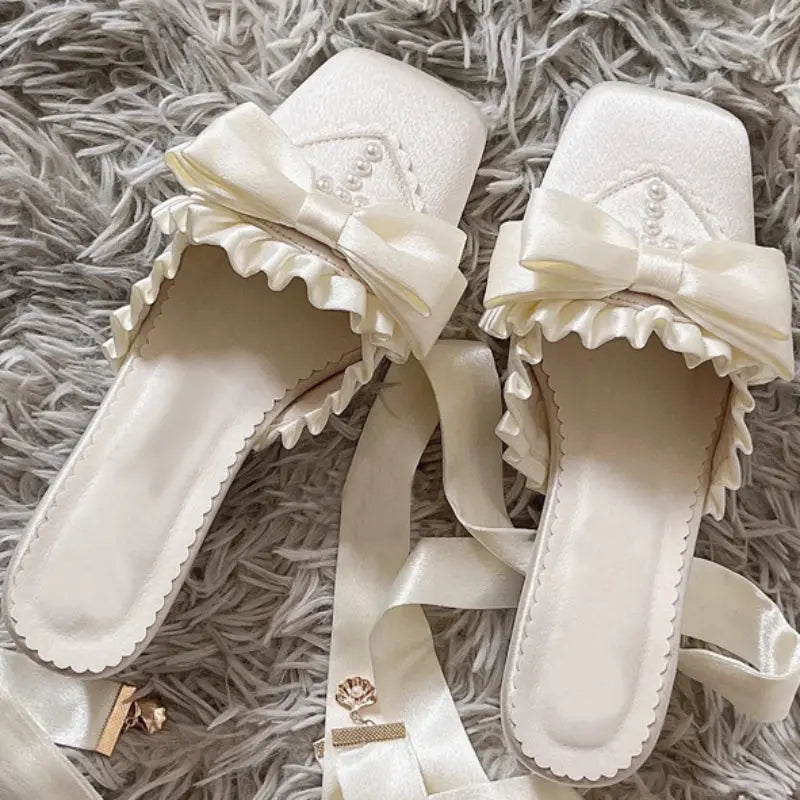 Kawaii Aesthetic Y2K Cute Fairy Fairy Lace-up Ballet Lolita Shoes MK Kawaii Store