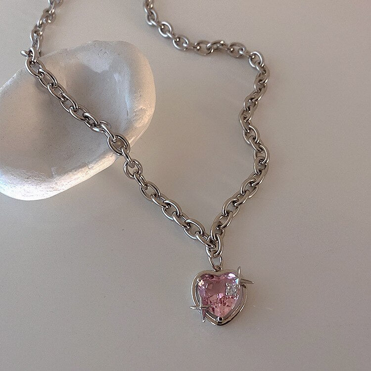 Collier coeur rose scintillant - Cupcake